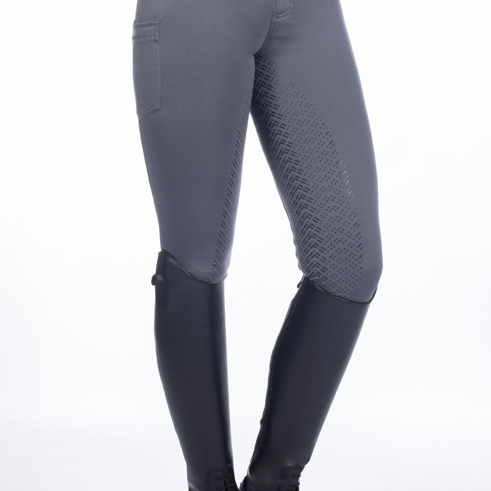 Pantalon d'équitation enfant Ruby – fond silicone Gris porté