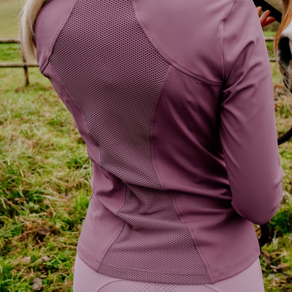 Legging Je t'aime Equithème - Flora Mauve porté