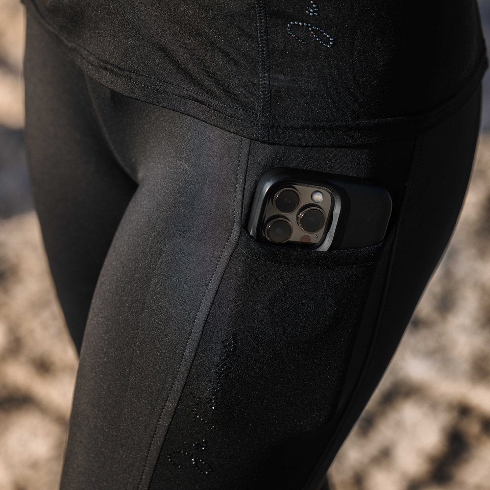Legging Je t'aime Equithème - Flora Noir porté