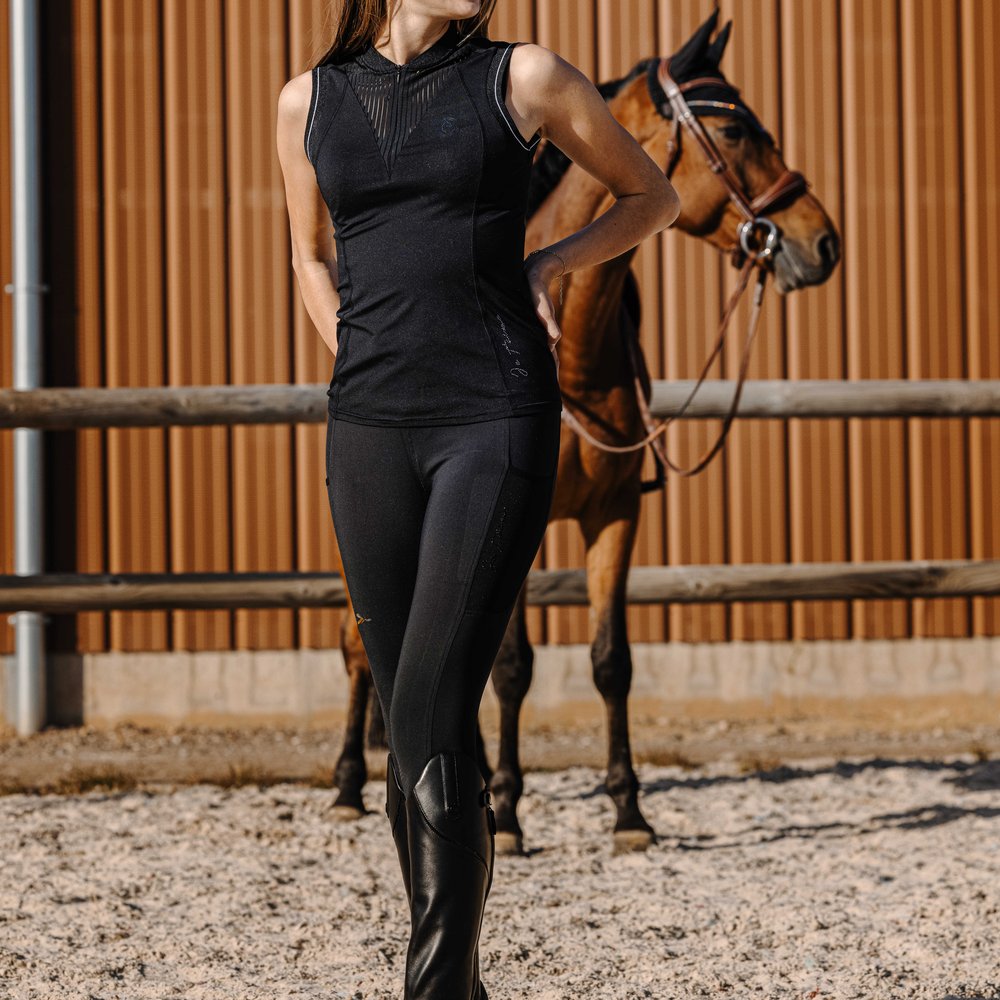Legging Je t'aime Equithème - Flora Noir porté