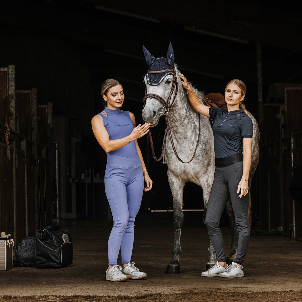 Legging Je t'aime Equithème - Flora Violet porté