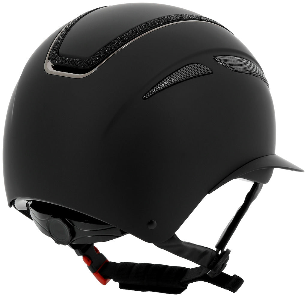 Casque EQUITHEME "AGRIS", visière large noir lamé