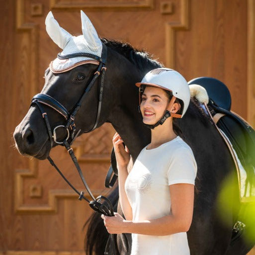 Casque d'équitation HKM Edinburgh blanc nacré