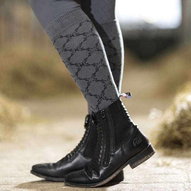 Chaussettes hautes d'équitation pour cavalières HKM Rosewood grises