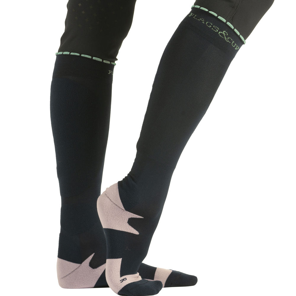 Chaussettes hautes d'équitation pour cavalières du 33 au 41 Flags and Cup Kamena marine