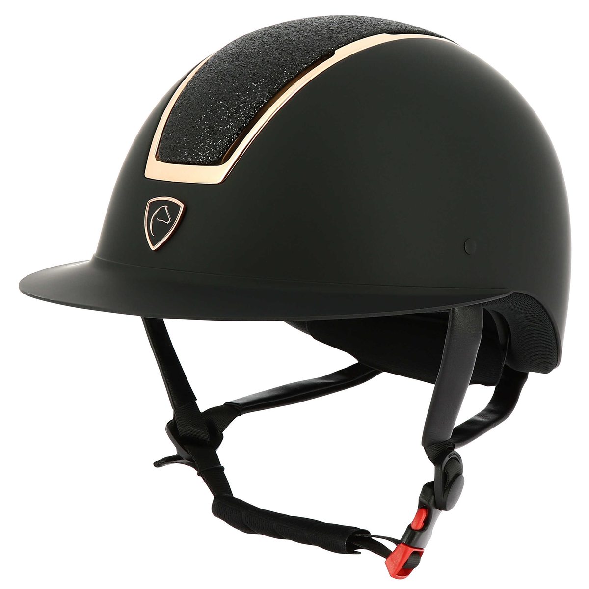 Casque d'équitation Equithème Glint Mat noir et rose gold