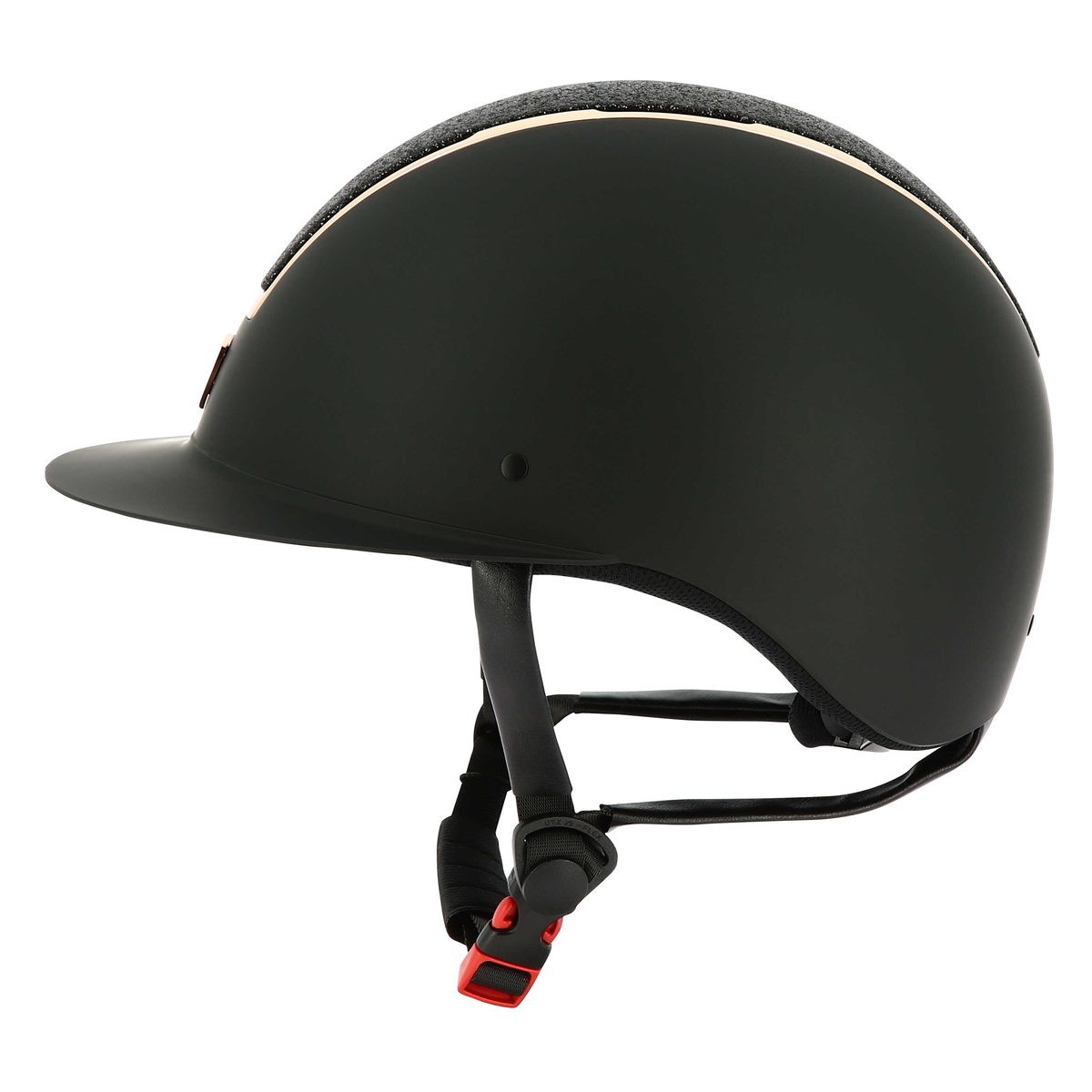 Casque d'équitation Equithème Glint Mat noir et rose gold - arrière
