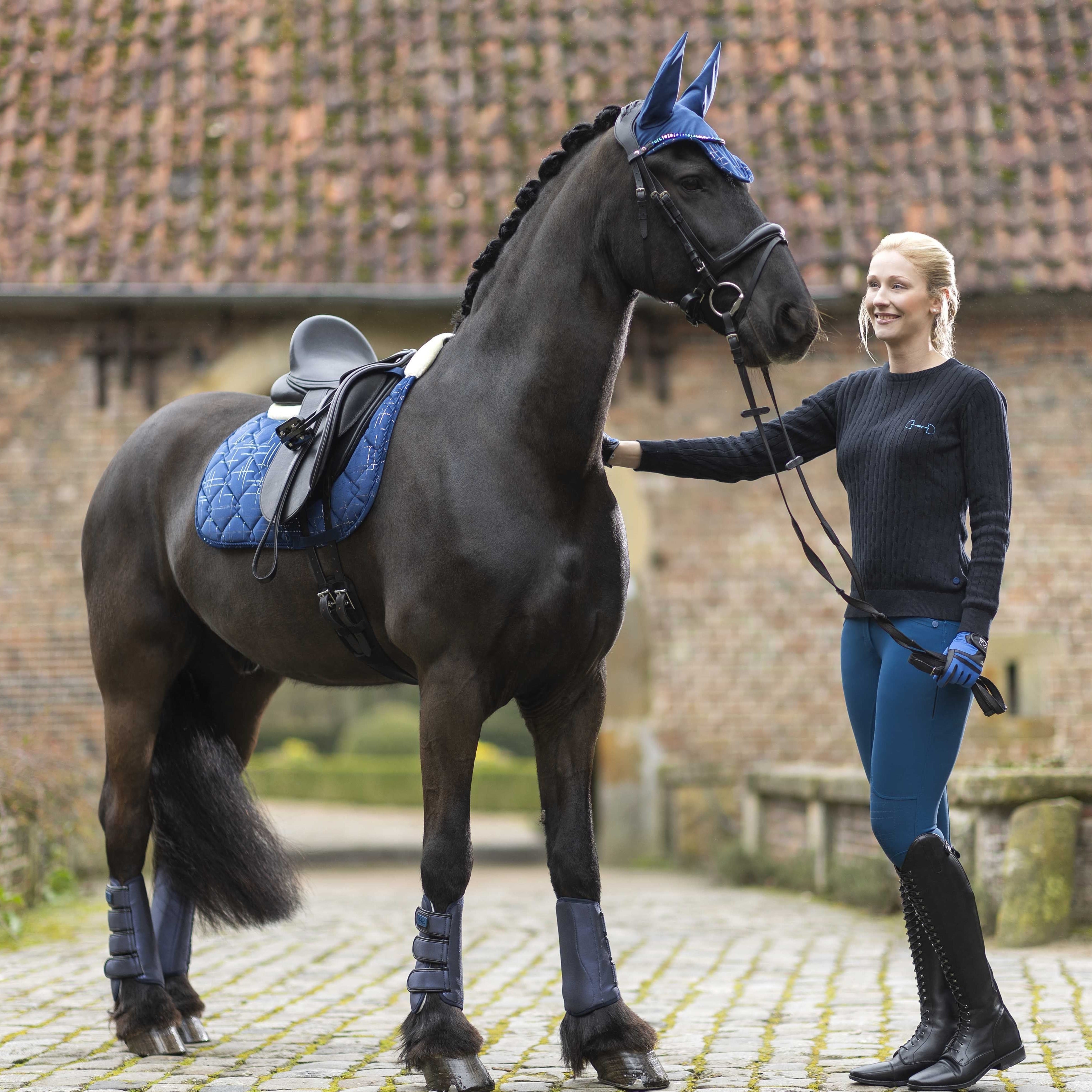 Guêtres de dressage pour poneys et chevaux HKM Port Royal bleu
