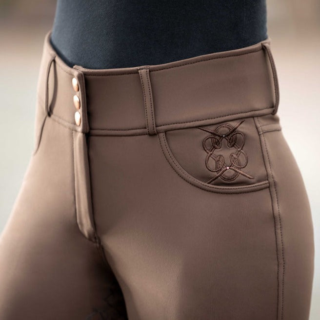Pantalon d'équitation pour femme du 34 au 44 HKM Artic Bay full grip marron