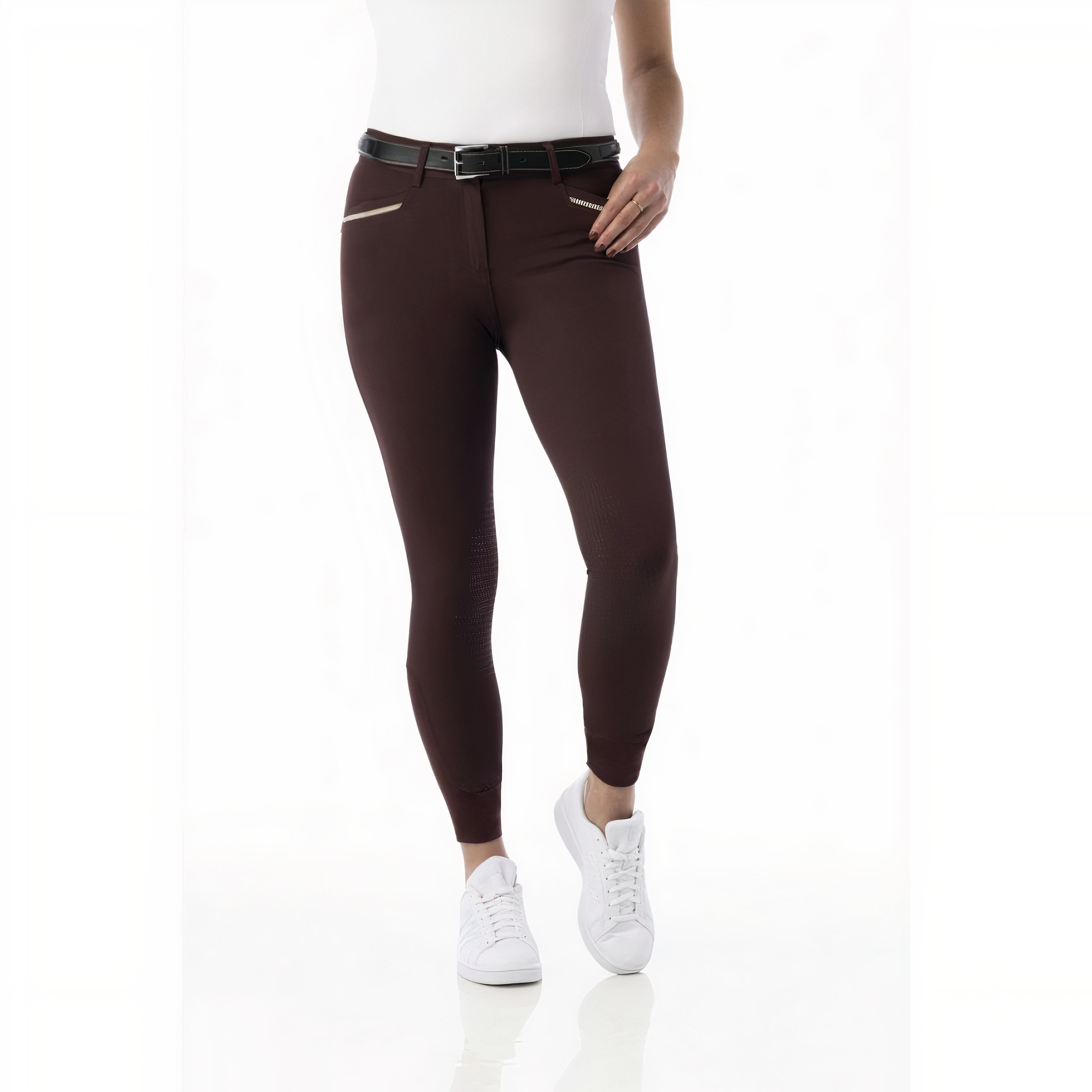 Pantalon d'équitation avec basanes silicone pour cavalières Equi-Thème Gizel bordeaux