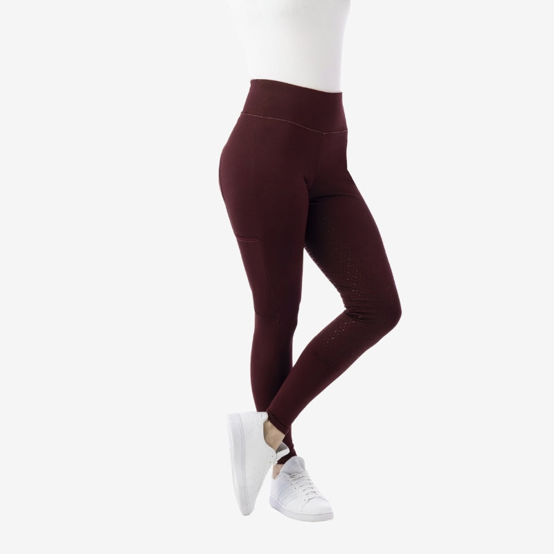 Legging EQUITHÈME "Lyly" fond silicone - Rouge