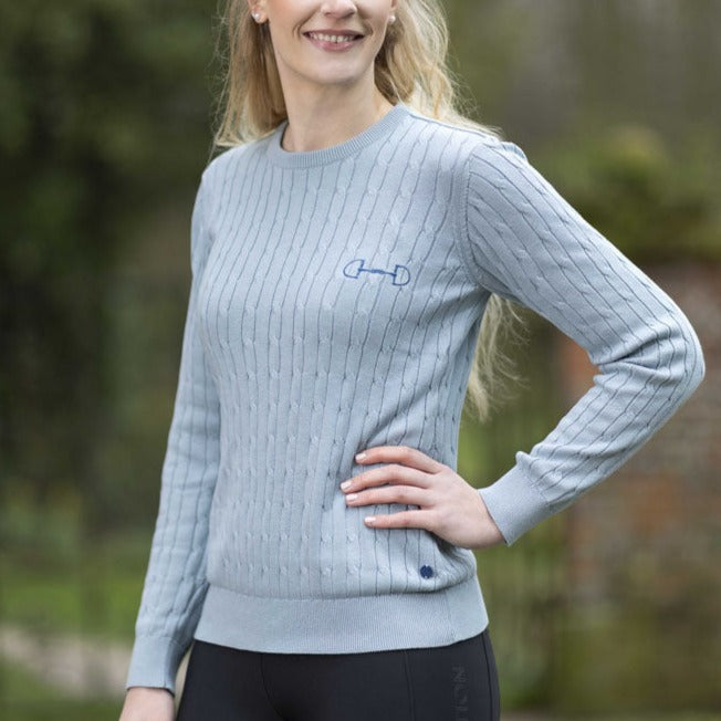 Pull en coton pour femmes du XS au XXL HKM Port Royal bleu glacier