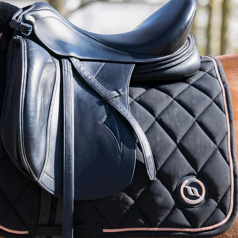 Tapis de selle aux propriétés thermiques pour chevaux Back On Track Haze noir modèle dressage