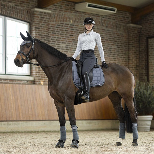 Tapis de selle pour poneys et chevaux HKM Rosewood gris dressage