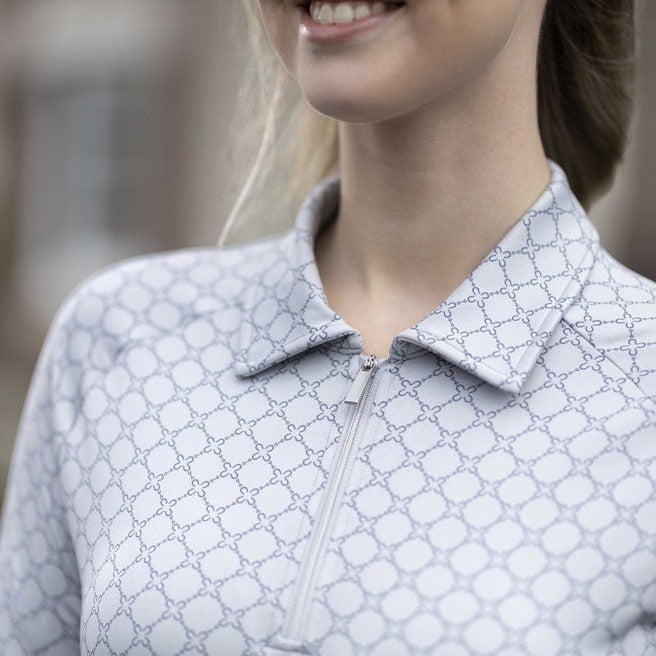 Tee-shirt à manches longues pour cavalières du XS au XXL HKM Rosewoord Allover Print gris