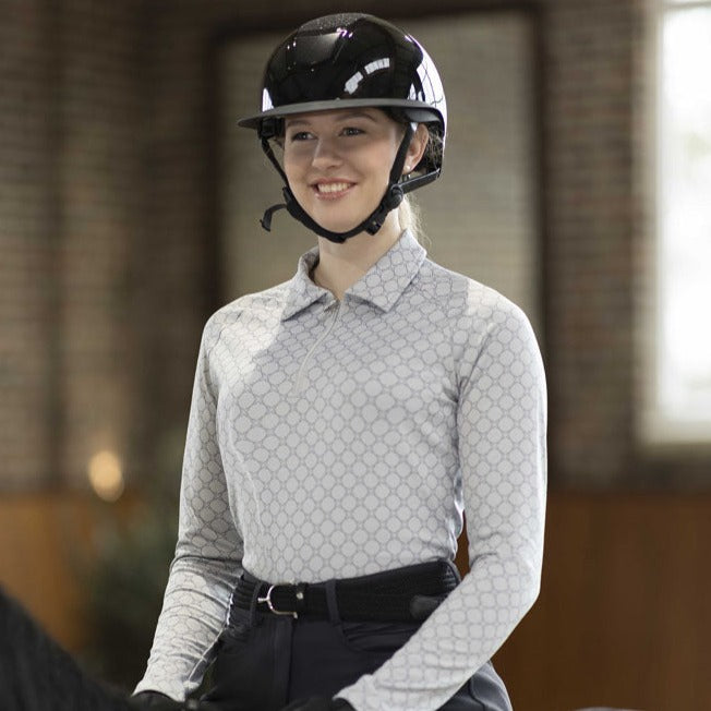 Tee-shirt à manches longues pour cavalières du XS au XXL HKM Rosewoord Allover Print gris