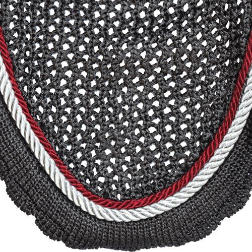 Bonnet anti-mouches pour chevaux Privilège Equitation Palm Beach gris/rouge/argent