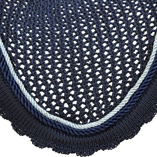 Bonnet anti-mouches pour chevaux Privilège Equitation Palm Beach marine/argent/marine