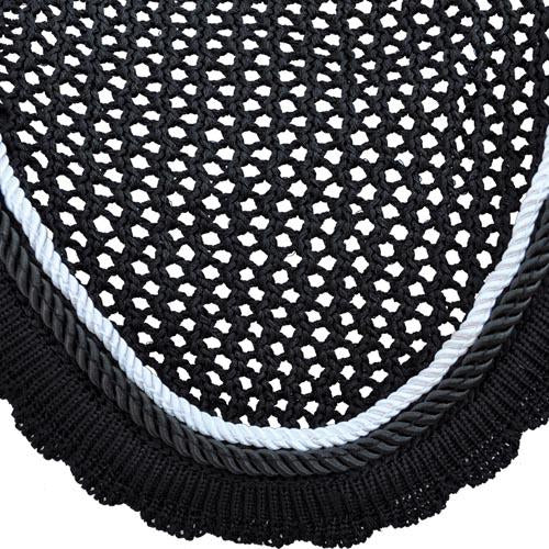 Bonnet anti-mouches pour chevaux Privilège Equitation Palm Beach noir/blanc/noir