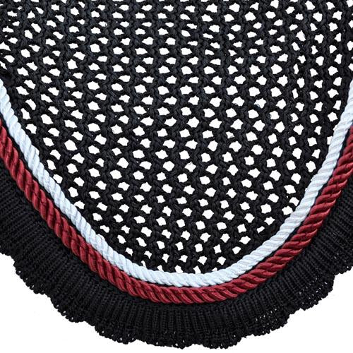 Bonnet anti-mouches pour chevaux Privilège Equitation Palm Beach noir/blanc/rouge