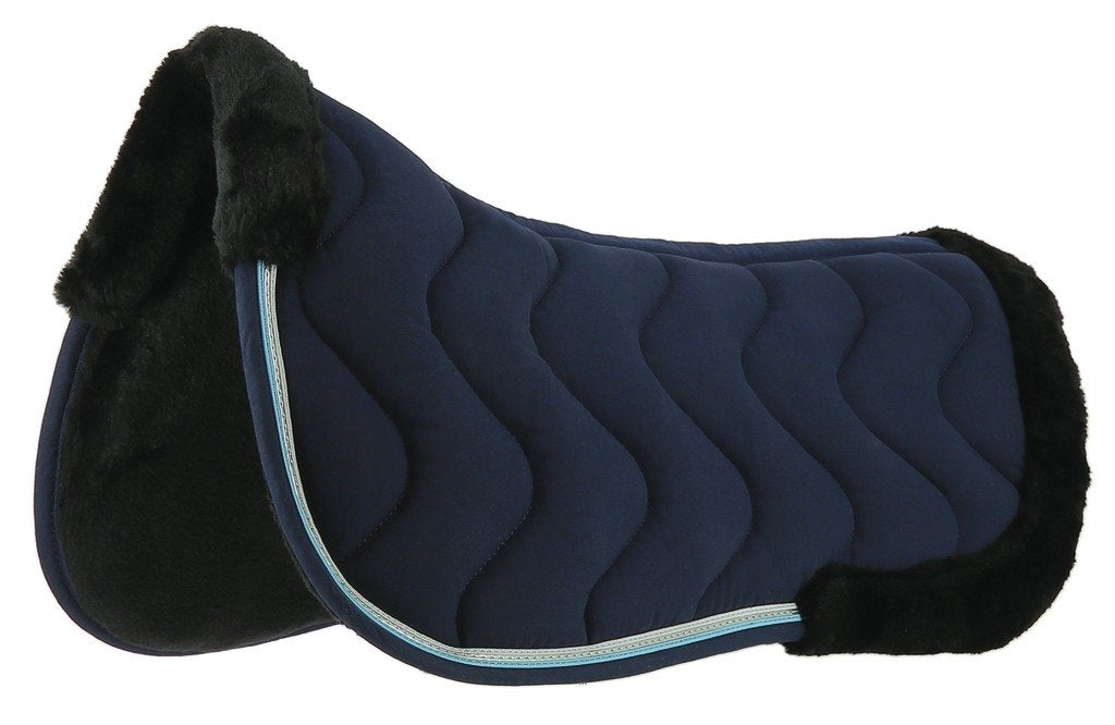 Amortisseur de dos pour chevaux Equithème Jump Pro marine avec liseré blanc et turquoise