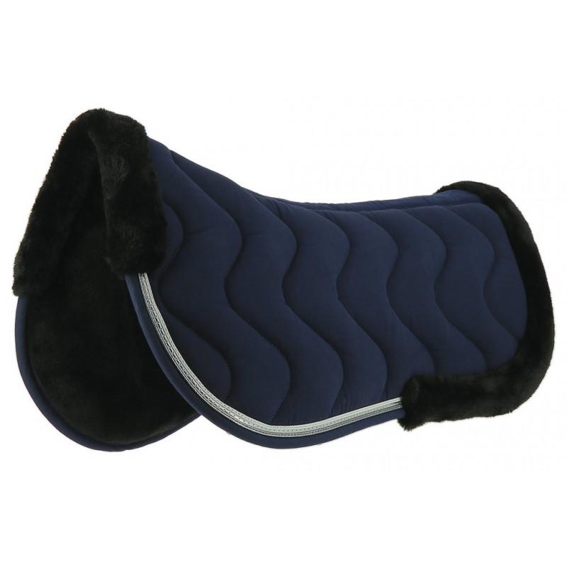 Amortisseur de dos pour chevaux Equithème Jump Pro marine avec liseré blanc et argent