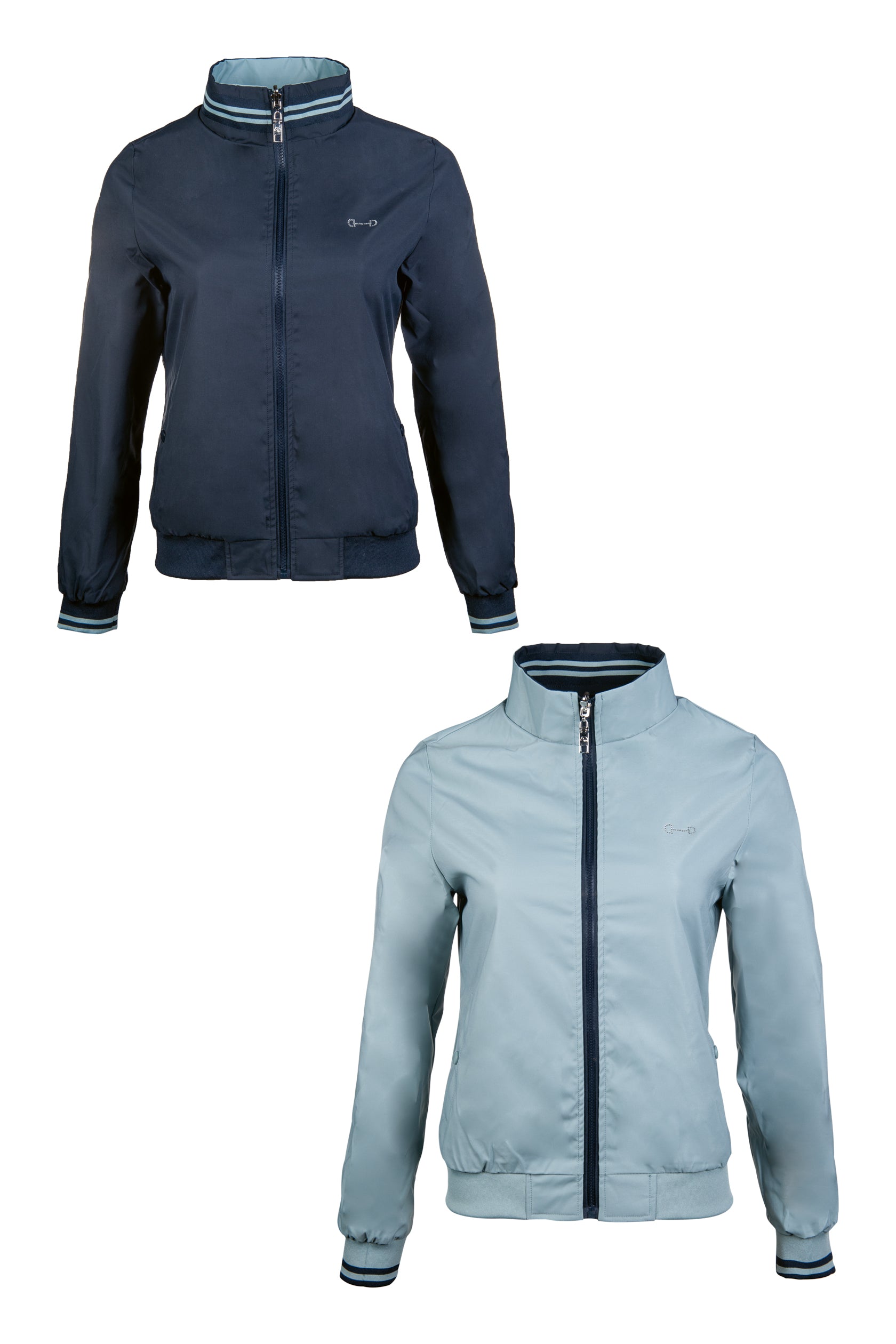 Blouson réversible pour cavalière HKM Monaco vert sauge et marine du XS au XXL