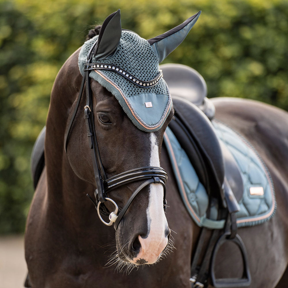 Bonnet anti-mouches pour chevaux Imperial Riding Lovely vert sauge