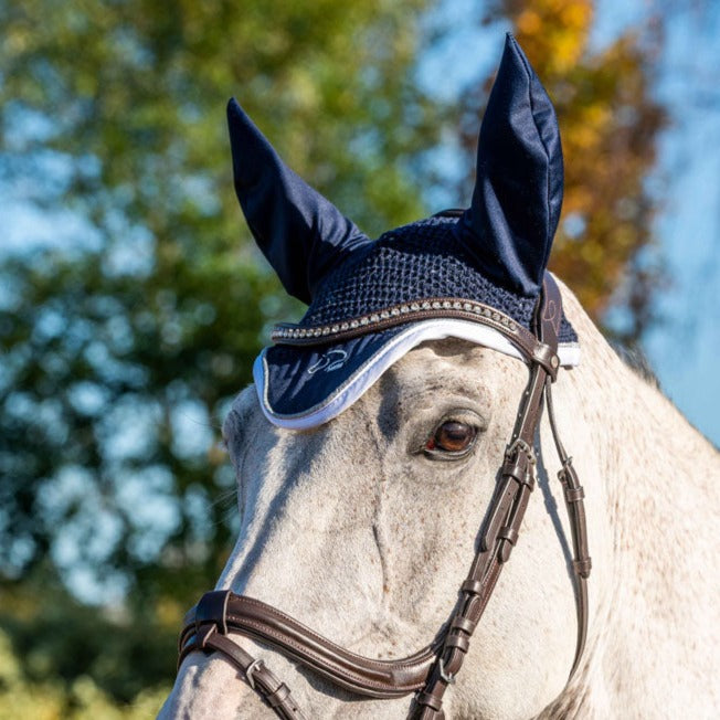 Bonnet anti-mouches pour cheval et poney Blanc