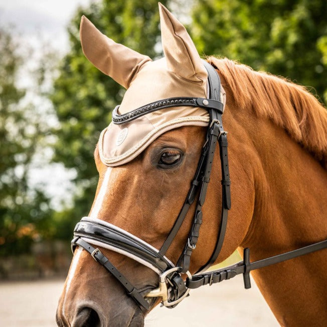 Bonnet anti-mouches pour poneys et chevaux HKM Lavender Bay café