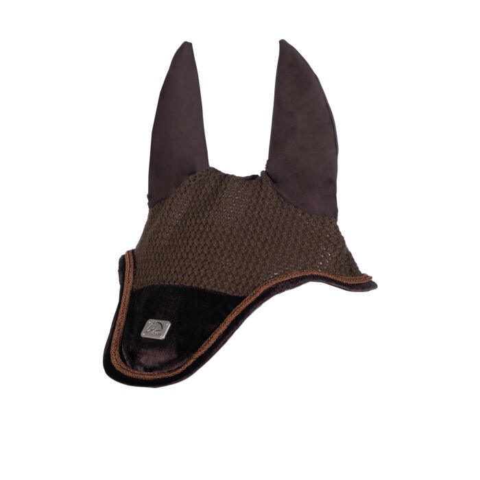 Bonnet anti-mouches pour poneys et chevaux HKM Mellow Velvet marron