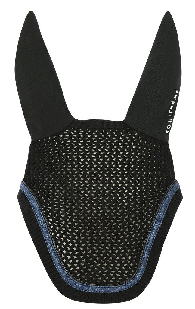 Bonnet de travail pour chevaux Equithème Glitter noir avec bande marine
