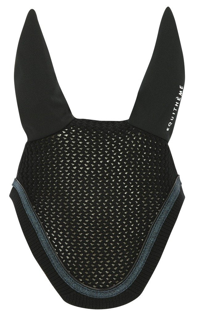 Bonnet de travail pour chevaux Equithème Glitter noir avec bande verte