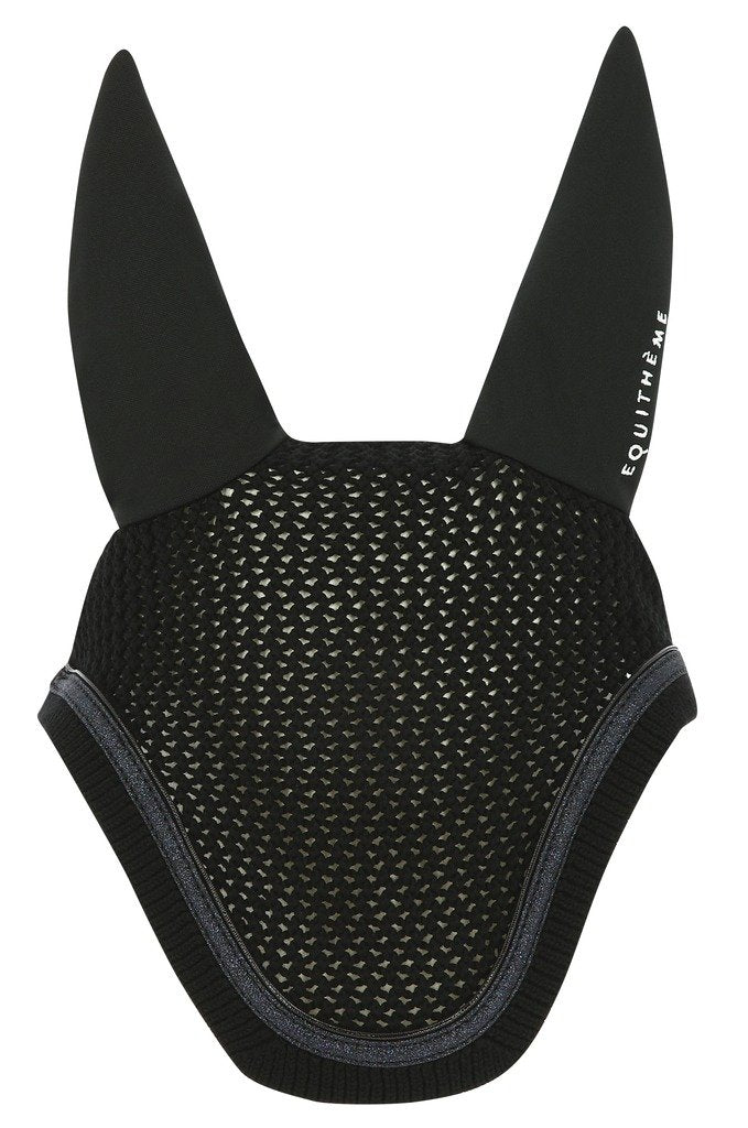 Bonnet de travail pour chevaux Equithème Glitter noir avec bande violette