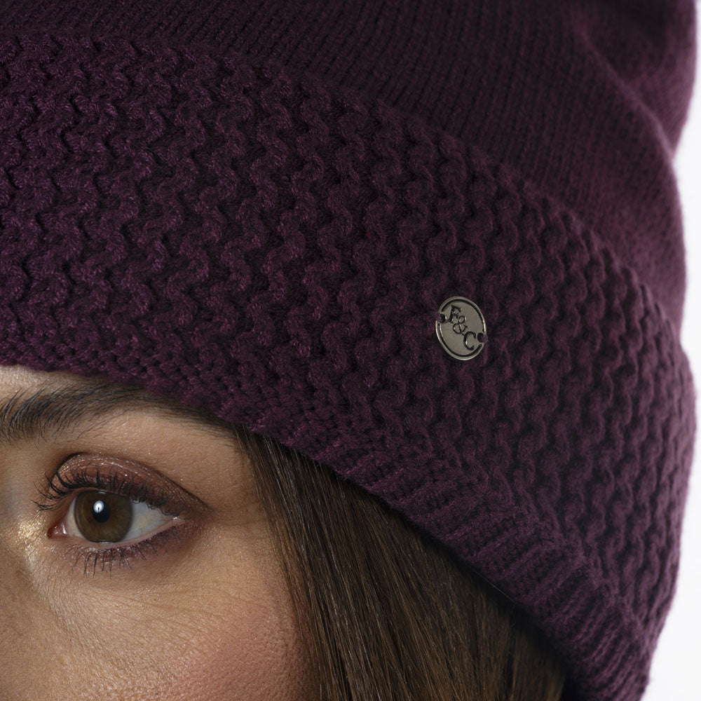 Bonnet doublé polaire avec pompom amovible Flags and Cup Gakona prune