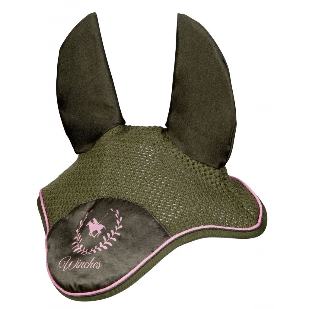 Bonnet anti-mouches pour poneys et chevaux HKM Classi Polo Kaki