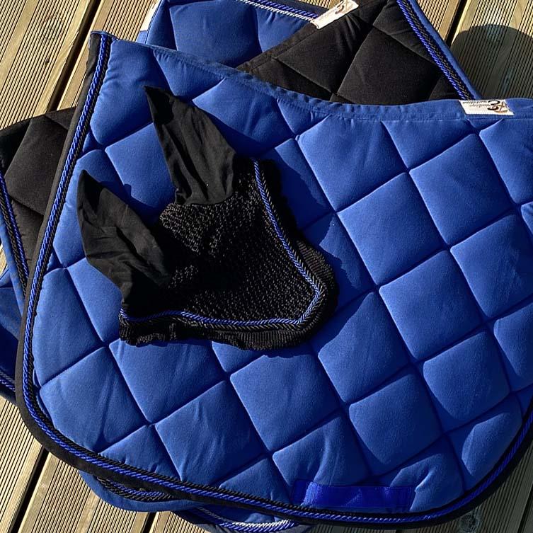 Bonnet anti-mouches pour chevaux Privilège Equitation Palm Beach noir/bleu électrique/noir