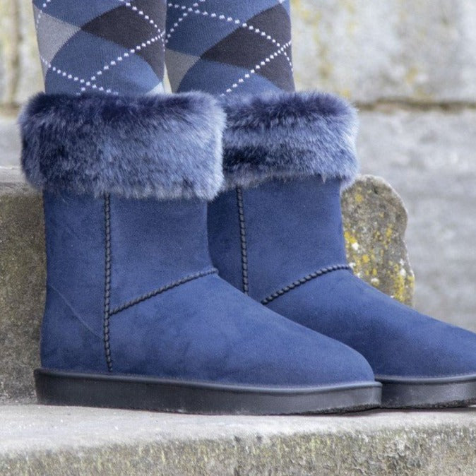 Boots imperméables et doublées de fourrure synthétique pour femmes HKM Davos II bleues