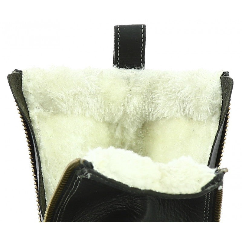 Boots d'équitation d'hiver doublées de fourrure synthétique Norton Zipper marron détail doublure