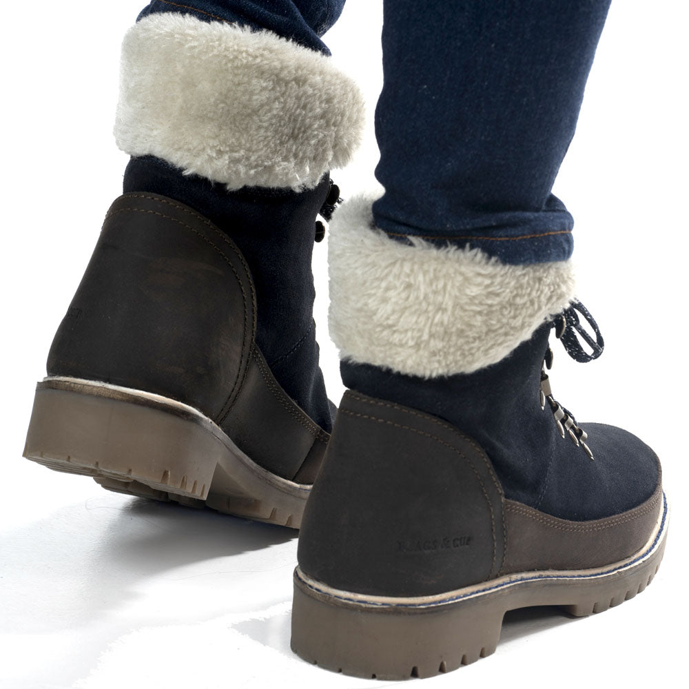 Boots doublées de fourrure synthétique pour femmes Flags and Cup Berga marine