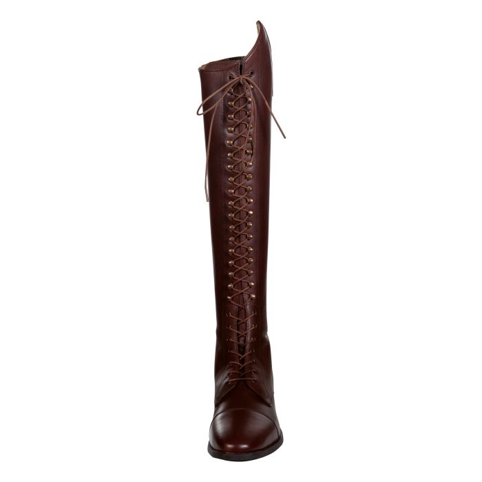 Bottes d'équitation lacées pour femmes du 36 au 42 en deux modèles de tiges HKM Elegant Lace marron de face