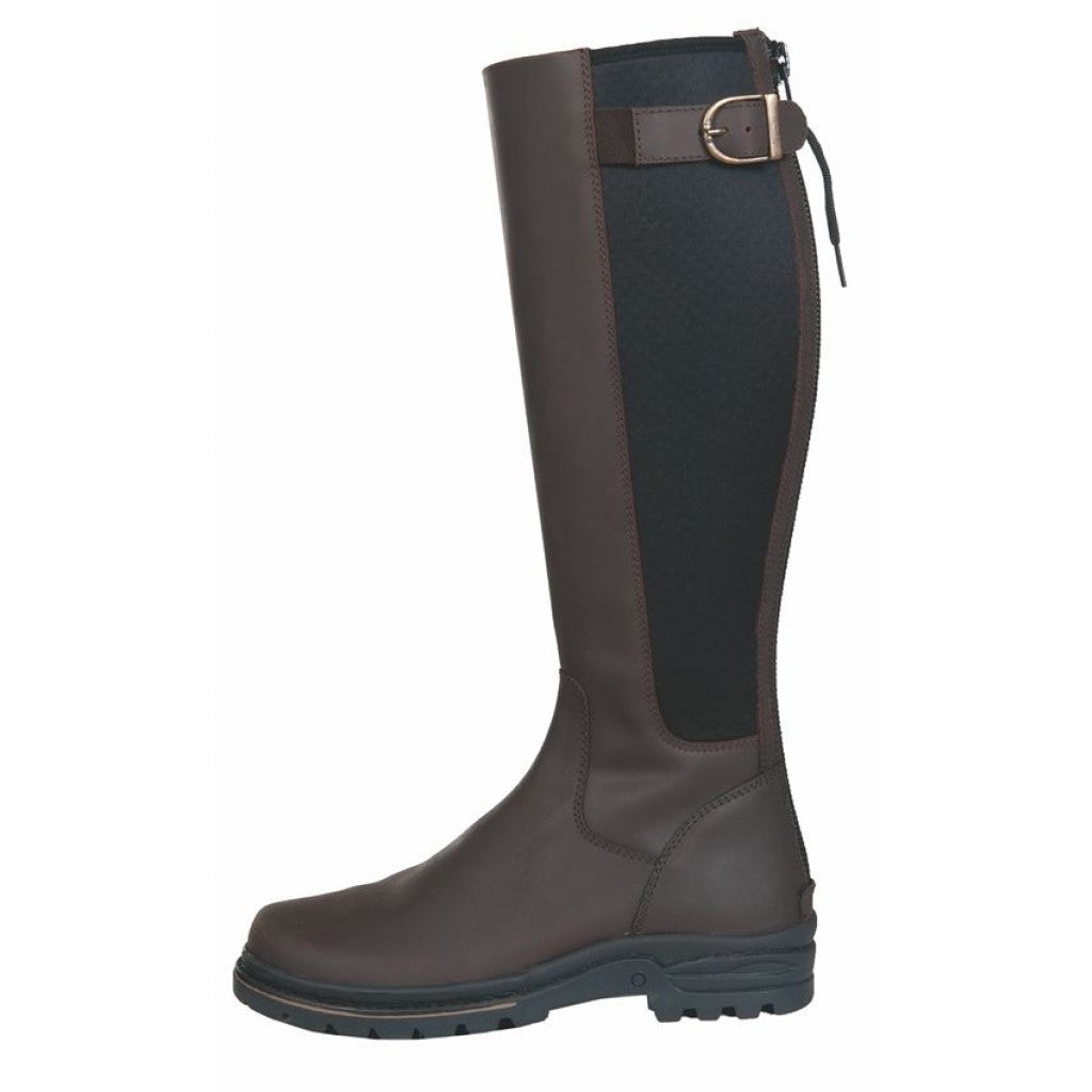 Bottes en cuir doublée de fourrure synthétique pour cavalières HKM Glasgow marron