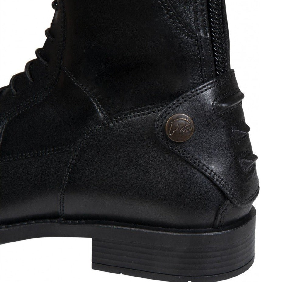 Bottes d'équitation en cuir lisse pour cavalières HKM Latinium Style tour de mollet jusqu'à 46,5 cms