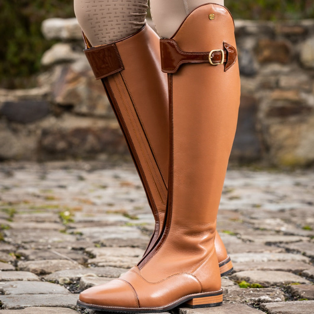 Bottes d'équitation pour femmes grandes tailles HKM Liano cognac