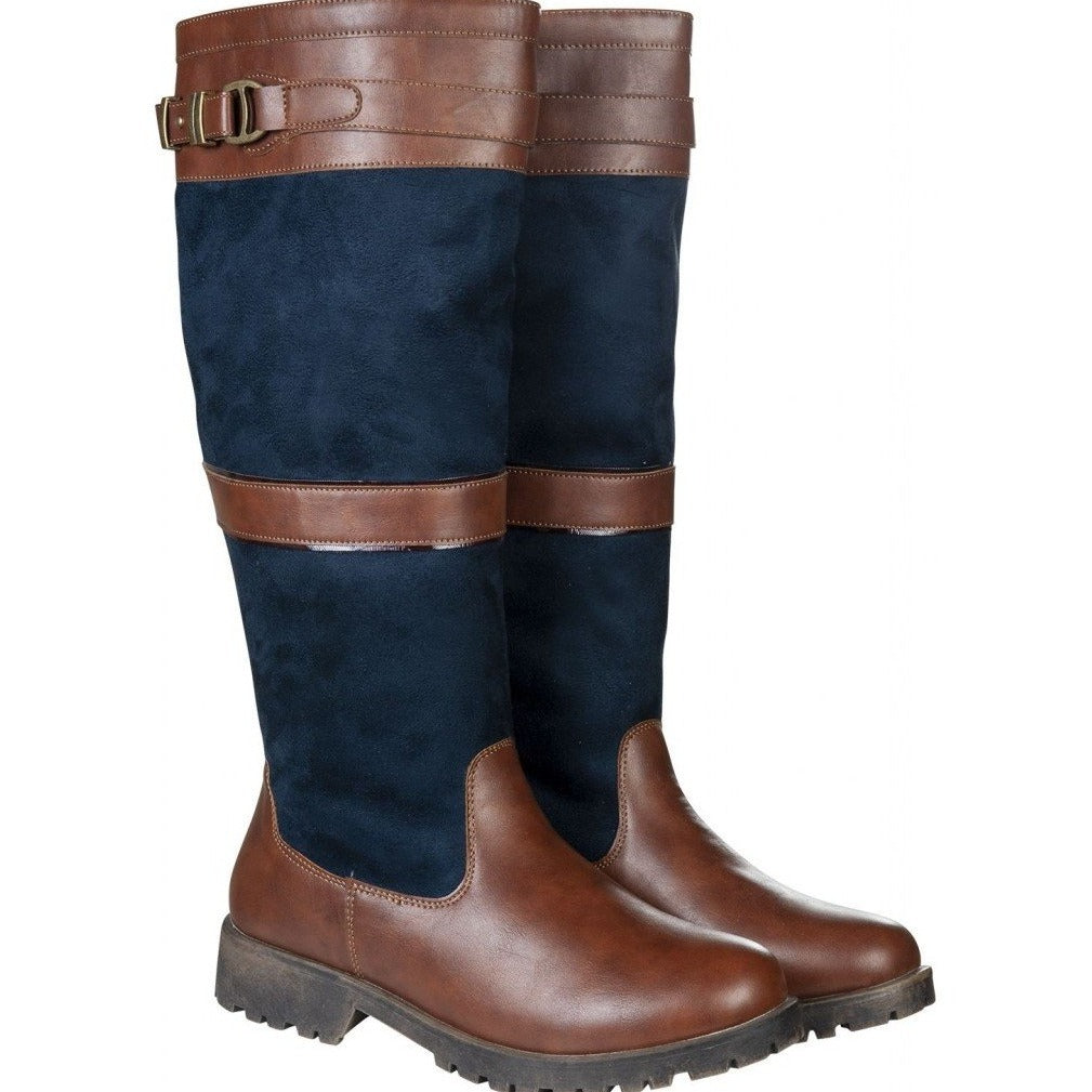 Bottes doublées mouton synthétique pour femmes HKM Meghan marron et marine