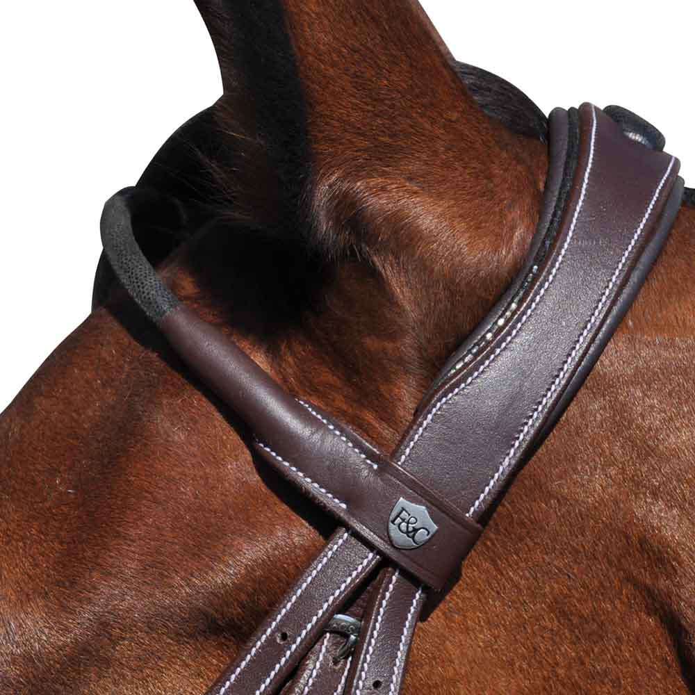 Bridon pour poneys et chevaux Flags&Cup Doha marron détail
