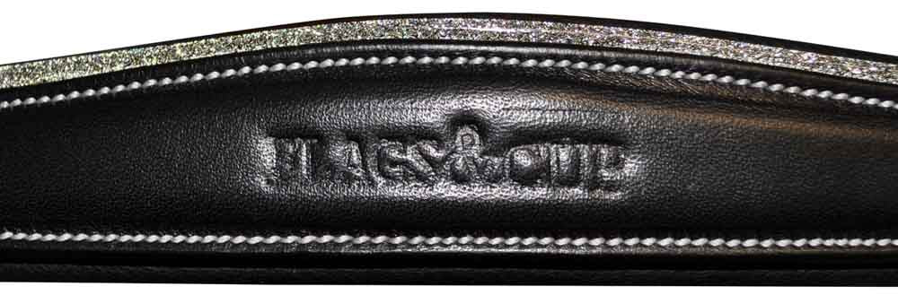 Bridon en cuir naturel pour poneys et chevaux Flags&Cup Helsinki noir détail têtière