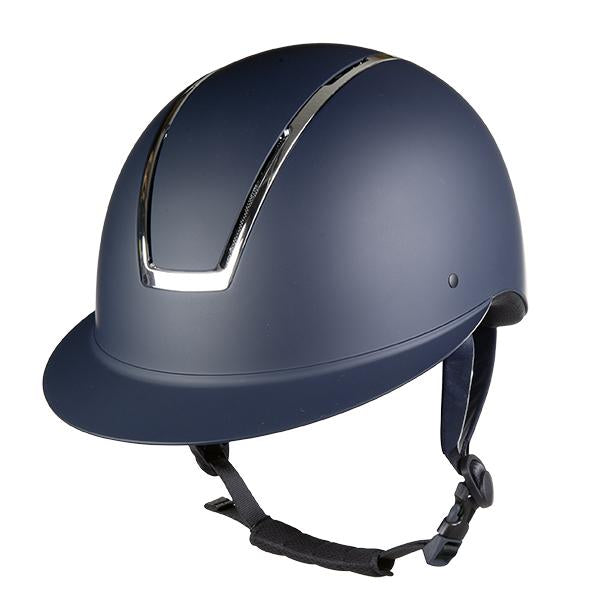 Casque d'équitation pour enfants et adultes HKM Lady Shield marine avec liseré argent