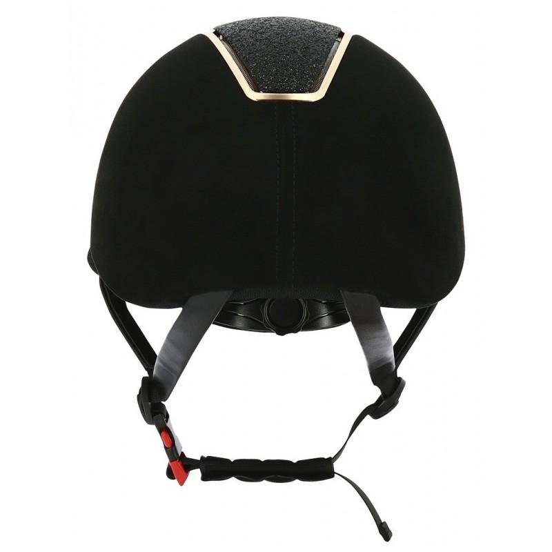 Casque d'équitation pour cavalières Equithème Gint Lamé noire détail molette de réglage