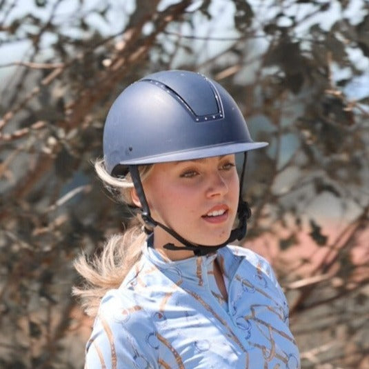 Casque d'équitation pour cavalières du 52 au 60 cms HKM Lady Shield Diamond marine